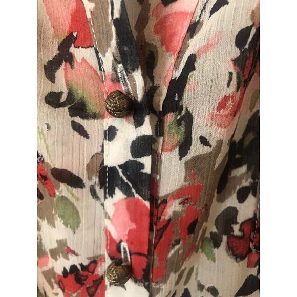 NWT Sag Harbor Womens Size 1X Fireberry Floral Blouse Long Sleeve Semi Sheer - Picture 3 of 9